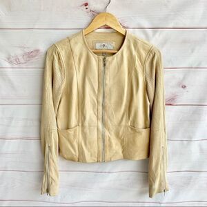 7 for All Mankind Tan Genuine Goat Suede Leather Motorcycle Jacket